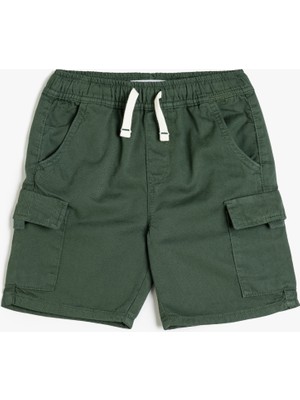 Koton Beli Bağlamalı Kargo Şort Erkek Çocuk Yanları Cepli Rahat Kesim Yazlık