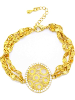 Bz 22 Ayar Altın Kaplama Spor Zirkon Taşlı Bayan Bileklik BLK-317