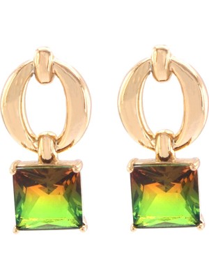 Bz Altın Kaplama Renkli Taşlı Küpe UNK-647