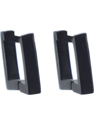 Bz 316L Çelik Siyah Kare Unisex Küpe UNK-662