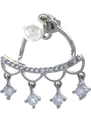 Bz 316L Çelik Zirkon Taşlı Kulak Altı Kadın Küpe UNK-775