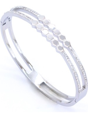 Bz 316L Çelik 2 Sıra Zirkon Taşlı Kadın Spor Bileklik BLZ-328