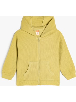 Koton Pamuklu Kanguru Cepli Fermuarlı Kapşonlu Basic Sweatshirt