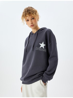 Koton Kapüşonlu Arkası Baskılı Oversize Sweatshirt