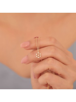 Nox Jewelry 925 Ayar Mikron Kaplama Minimal Taşlı Yuvarlak Gümüş Kolye - CNS00596