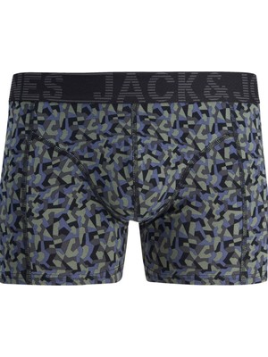 Jack & Jones Jacdanny Trunks 3 Pack 3'sn 3'lü Kamuflaj Siyah Erkek Boxer Iç Çamaşırı 12263733