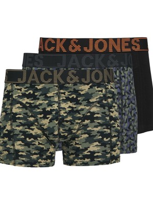 Jack & Jones Jacdanny Trunks 3 Pack 3'sn 3'lü Kamuflaj Siyah Erkek Boxer Iç Çamaşırı 12263733