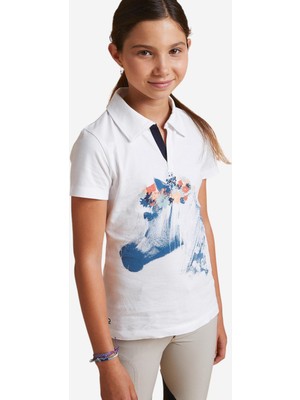 Fouganza Çocuk Binici Polo Tişörtü - Beyaz - 100