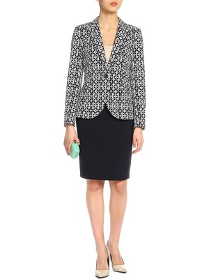 Escada  Fermuarlı Yüksek Bel Orta Boy Lacivert Kalem Etek