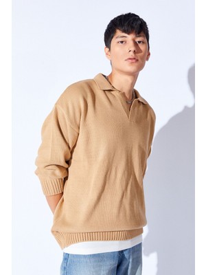 Manche Oversize V Yaka Akrilik Yumuşak Dokulu Erkek Kazak | Vizon MANW519912-1