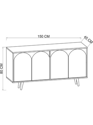 VM VERTEX MOBİLYA Venezia Ahşap Ayaklı Bohem Konsol Safir Meşe 150  cm