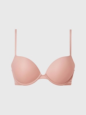 Calvin Klein Pudra Renkli Push Up Plunge Sütyen Destekli Dokuma Kumaş 38C Beden