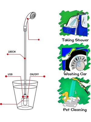 Sudo Taşınabilir Elektrikli Duş Açık Kamp Banyo Duşları Kafa (Yurt Dışından)