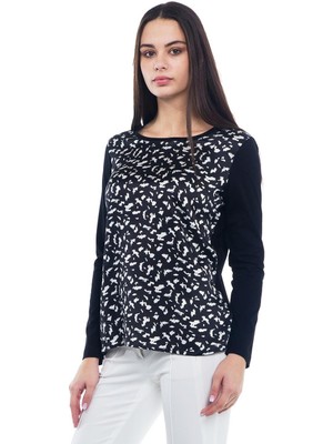 Escada  Desenli Bisiklet Yaka Uzun Kol Pamuk T-Shirt