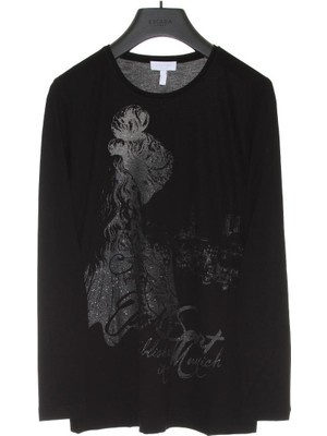 Escada Sport  Desenli Yuvarlak Yaka Uzun Kol T-Shirt