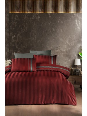 Firstchoice Artwel Dark Red - Deluxe Saten Çift Kişilik Nevresim Takımı