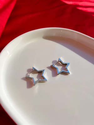 Yıldız Silver Klipsli Çelik Küpe