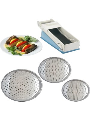 Evefix 3 Boy Paslanmaz Çelik  Sarma Altlığı Pizza Tepsisi 20-22-24 Cm - Yaprak Sarma Makinesi Hediyeli