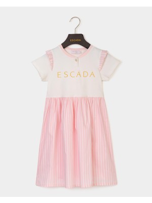 Escada  Tek Düğmeli Çizgi Desenli Çocuk Elbise