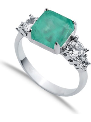Silveranka 925 Ayar Gümüş Doğal Paraiba Taşlı Yüzük