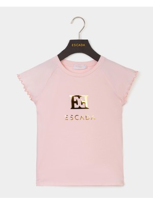 Escada  Kolları Fırfırlı Logolu Çocuk T-Shirt