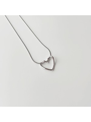 Boise Atelier Love Heart Grey Steel Necklace | Çelik Kolye