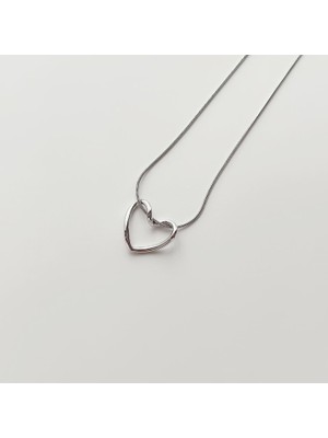 Boise Atelier Love Heart Grey Steel Necklace | Çelik Kolye