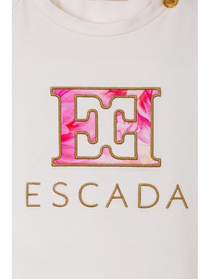 Escada  Tek Düğme Detaylı Logolu Beyaz Çocuk T-Shirt