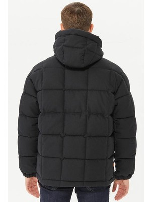 Timberland Progressive Utility Pullover Puffer Erkek 1/2 Fermuarlı Kapüşonlu Şişme Mont Siyah