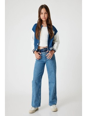 Koton Kız Çocuk Kot Pantolon Geniş Paça Cepli Pamuklu - Wide Leg Jean