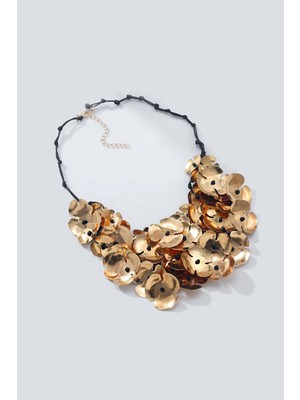 Çoklu Gold Çiçek Uçlu Kadın Ip Kolye