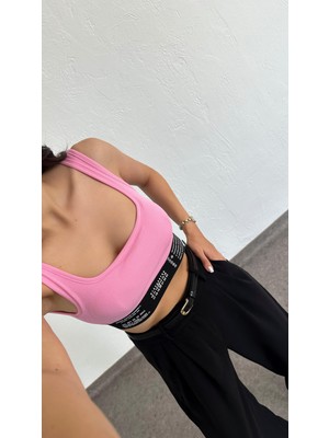 Hazelanna Yazılı Pembe Crop