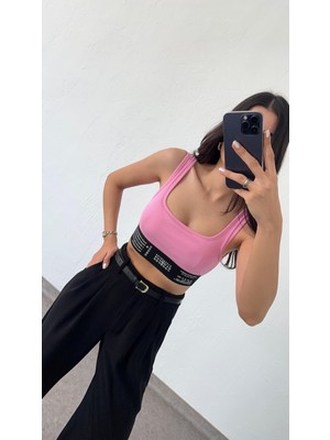 Hazelanna Yazılı Pembe Crop