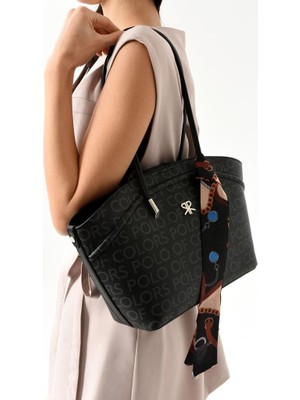 İmpolo Polo Of Colors Edwinsiyahempirme Baskı Kadın Omuz ve Kol Çantası 24X34 Ebatında