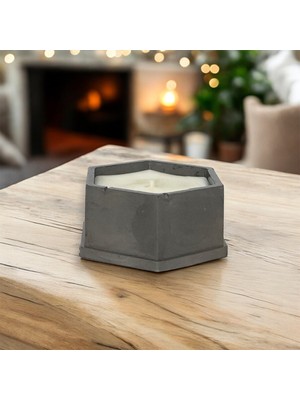 Julzen Home Design Altıgen Beton Kutulu Okyanus Kokulu Doğal Soya Mumu