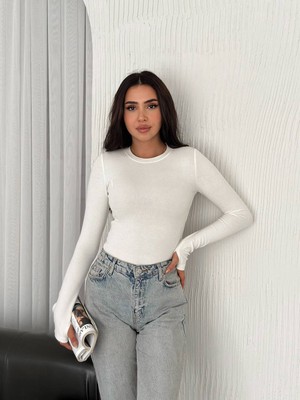 Noa Noa Parmak Geçirmeli Uzun Kollu Basic T-Shirt