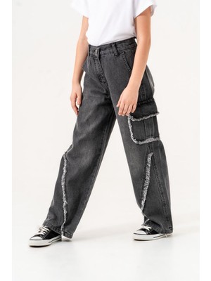 Kız Çocuk Pis Dikişli Kargo Cepli Pantolon G2169