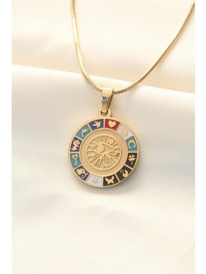 Ebijuteri 316L Çelik Gold Renk Şans Kolyesi