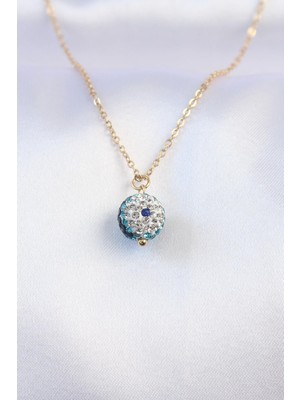 Ebijuteri 316L Çelik Zincir Gold Renk Nazar Boncuk Model Kolye