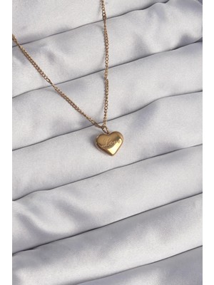 Ebijuteri 316L Çelik Gold Renk Kalp Model Love Kolye