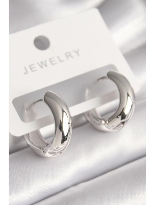 Ebijuteri Pirinç Gümüş Renk Halka Model Kadın Küpe