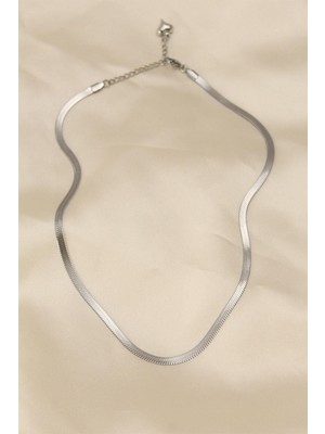 Ebijuteri 316L Çelik Silver Renk 45 cm Italyan Zincir Model Kadın Kolye