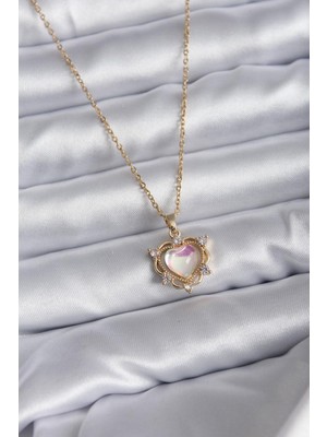 Ebijuteri 316L Çelik Zincir Gold Renk Kalp Kadın Kolye