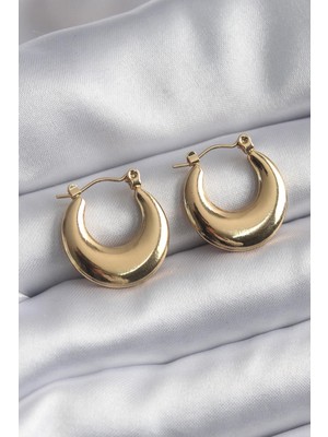 Ebijuteri 316L Çelik Gold Renk Bubble Model Kadın Küpe