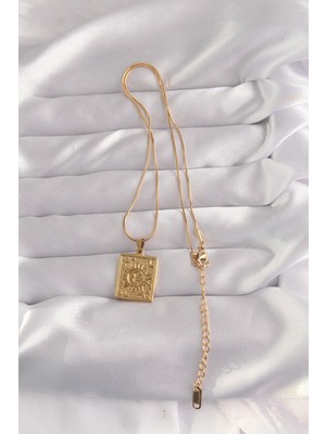 Ebijuteri 316L Çelik Gold Renk Işlemeli Vintage Kolye
