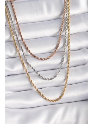 Ebijuteri 316L Çelik Mix Renk Burgu Zincir Model Kadın Kolye