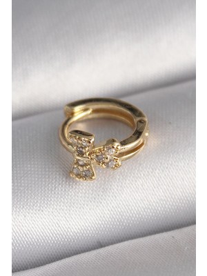 Ebijuteri 316L Çelik Gold Renk Zirkon Taşlı Kurdele Model Tragus Piercing