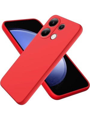 HANPORIUM Redmi Note 13 4G Uyumlu Silikon Kılıf - Kamera Korumalı Esnek Pastel Renk Kapak - Kırmızı