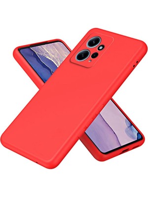 HANPORIUM Redmi Note 12 4G Uyumlu Silikon Kılıf - Kamera Korumalı Esnek Pastel Renk Kapak - Kırmızı