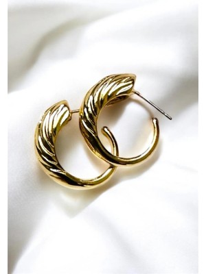 Metal Su Dalgası Halka Küpe